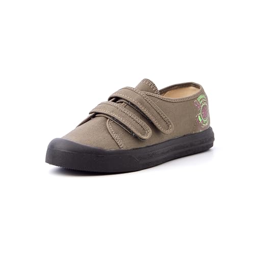 Nordan 925150 Kinder Schuhe in verschiedenen Prints. Bequeme Turnschläppchen für Mädchen und Jungen mit rutschfesten Sohlen. Stilvolle und schöne Cotton Slippers. (Khaki 3700, 35) von Nordan