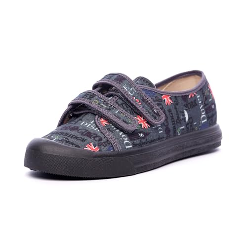 Nordan 925150 Kinder Schuhe in verschiedenen Prints. Bequeme Turnschläppchen für Mädchen und Jungen mit rutschfesten Sohlen. Stilvolle und schöne Cotton Slippers. (grau 2899, 33) von Nordan