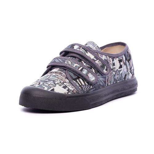 Nordan 925150 Kinder Schuhe in verschiedenen Prints. Bequeme Turnschläppchen für Mädchen und Jungen mit rutschfesten Sohlen. Stilvolle und schöne Cotton Slippers. (grau 4599, 33) von Nordan