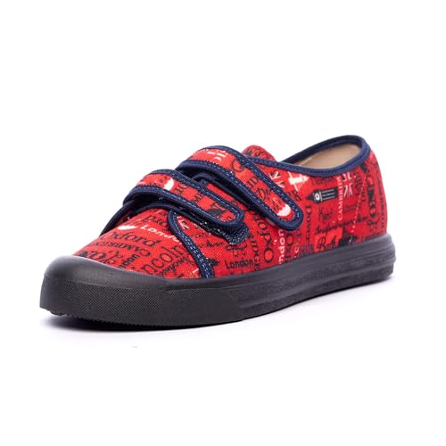 Nordan 925150 Kinder Schuhe in verschiedenen Prints. Bequeme Turnschläppchen für Mädchen und Jungen mit rutschfesten Sohlen. Stilvolle und schöne Cotton Slippers. (rot 3299, 35) von Nordan