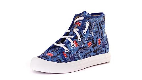 Nordan 926350 Kinder Schuhe in verschiedenen Prints. Bequeme Turnschläppchen für Mädchen und Jungen. Hausschuhe Kinder mit rutschfesten Sohlen. Stilvolle und schöne Cotton Slippers (blau 2799, 31) von Nordan