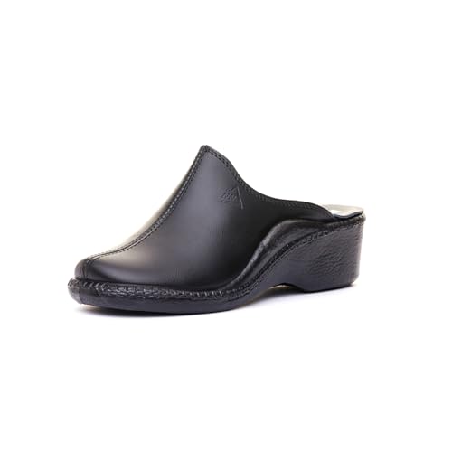 Nordan Clogs & Pantoletten für Damen. Clogs Damen aus echtem Leder. Leichte Hausschuhe für Damen. Art. 7901/7902 (schwarz 01/0501, 37) von Nordan