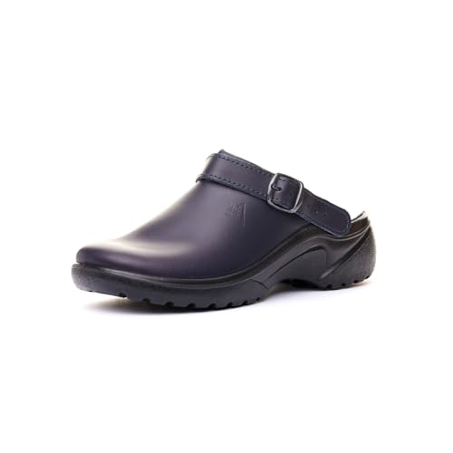 Nordan Clogs & Pantoletten für Damen. Clogs Damen aus echtem Leder. Leichte Hausschuhe für Damen. Art. 800101/800201 (dunkelblau 01/1801, 36) von Nordan