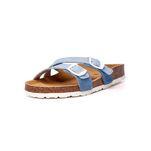 Nordan Damen Pantoletten. Elegante Sandaletten Damen & praktische Sandalen: Ideale Sommerschuhe für Freizeit und Urlaub!0203. blau 0601, 39 von Nordan