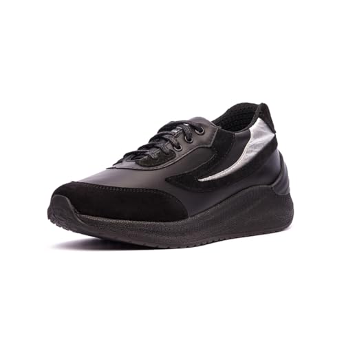 Nordan Modische Sneaker Damen. Sportschuhe Damen aus Leder. Art. 0017 (schwarz 4599, 45) von Nordan