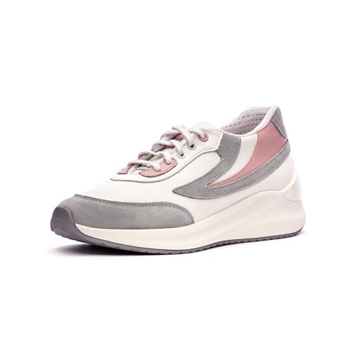 Nordan Modische Sneaker Damen. Sportschuhe Damen aus Leder. Art. 0017 (weiß grau 9899, 37) von Nordan