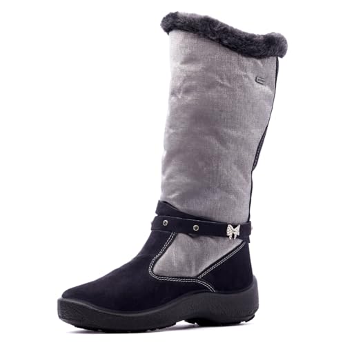 Nordan Wasserdichte Winterstiefel für Mädchen. Stylische Winterschuhe für Mädchen mit Membran und Strickpelz. Art.2457 (0930 grau, 34) von Nordan