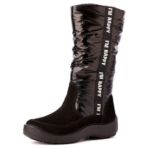 Nordan Wasserdichte Winterstiefel für Mädchen. Stylische Winterschuhe für Mädchen mit Membran und Strickpelz. Art.2471 (0530 schwarz, 37) von Nordan