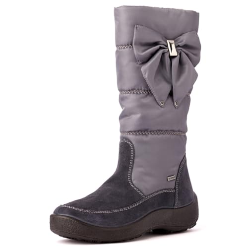 Nordan Wasserdichte Winterstiefel für Mädchen. Stylische Winterschuhe für Mädchen mit Membran und Strickpelz. Wasserdichte Kinderschuhe Membran.2456 (0930 dunkelgrau, 37) von Nordan