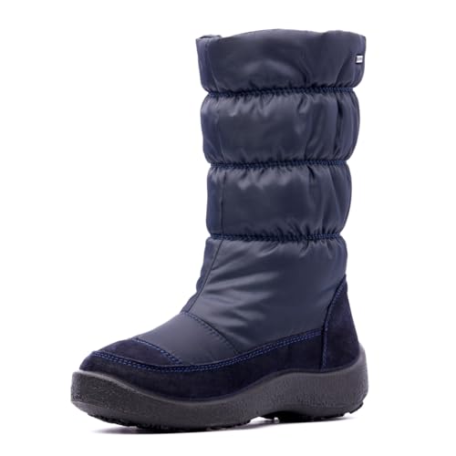 Nordan Wasserdichte Winterstiefel für Mädchen. Stylische Winterschuhe für Mädchen mit Membran und Strickpelz. Wasserdichte Kinderschuhe mit Membran. 2472 (1830 dunkelblau, 37) von Nordan