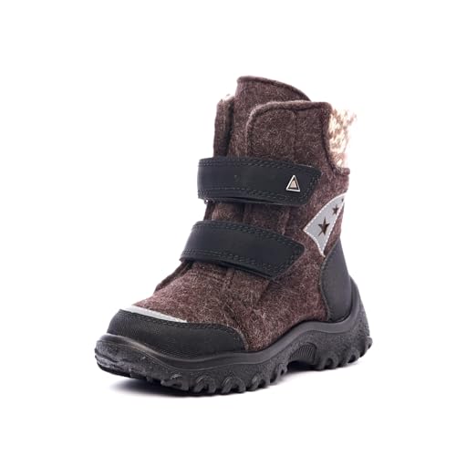 Nordan Winterschuhe Kinder. Original warme Filzstiefel für Kinder. Kinderschuhe aus Naturfilz. Stilvolle und warme Schneeschuhe. Winterschuhe mit Wollfutter 2826 (Dunkelbraun 2099, 25) von Nordan