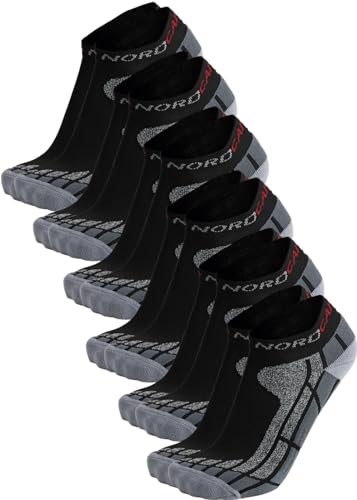 NORDCAP Allround-Sportsocken kurz in Schwarz, 6er Pack Sneaker-Socken, atmungsaktive Füßlinge, unisex Wandersocken, Gr. 35 – 38, Menge: 6 Stück von NORDCAP