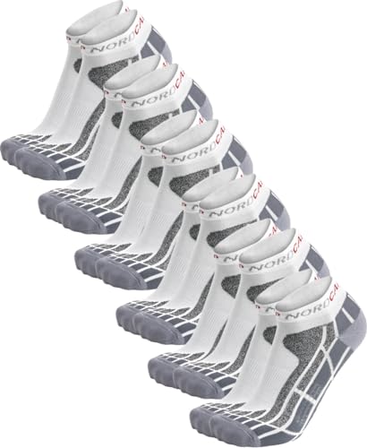 NORDCAP Allround-Sportsocken kurz in Weiß, 6er Pack Sneaker-Socken, atmungsaktive Füßlinge, unisex Wandersocken, Gr. 39 – 42, Menge: 6 Stück von NORDCAP