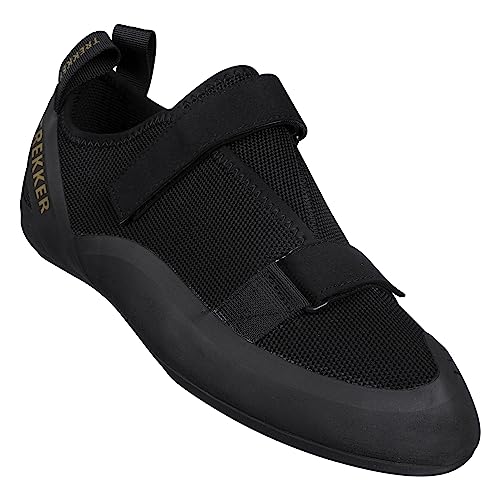 Nordcore Kletterschuhe - Leichte, atmungsaktive Kletterschuhe Herren und Frauen - Wanderschuhe mit Doppelriemenverschluss - eng anliegende, rutschfeste Wanderstiefel, Schwarz, 43 EU von Nordcore