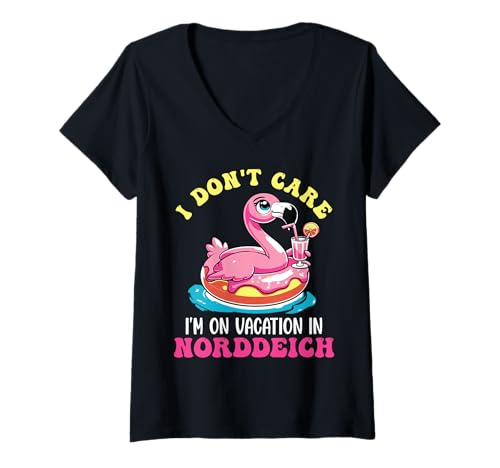 Damen Nordsee Mir EGAL Habe Urlaub IN NORDDEICH Lustig Wattenmeer T-Shirt mit V-Ausschnitt von Norddeich Shirt Nordsee Urlaub Geschenk Wattenmeer