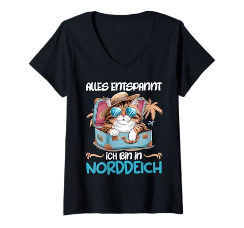 Damen Nordsee Urlaub Alles ENTSPANNT Bin IN NORDDEICH Nordsee T-Shirt mit V-Ausschnitt von Norddeich Shirt Nordsee Urlaub Geschenk Wattenmeer