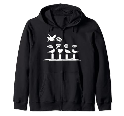 Moin Hoodie - T Shirt f. Herren und Damen Geschenkartikel Kapuzenjacke von Norddeutsche T Shirt Hoodie Druck mit Möve Moin