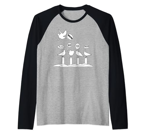 Moin Hoodie - T Shirt f. Herren und Damen Geschenkartikel Raglan von Norddeutsche T Shirt Hoodie Druck mit Möve Moin