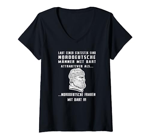 Damen NORDDEUTSCHE MÄNNER MIT BART | Norddeutscher Humor T-Shirt mit V-Ausschnitt von Norddeutscher Humor Geschenkideen für Norddeutsche