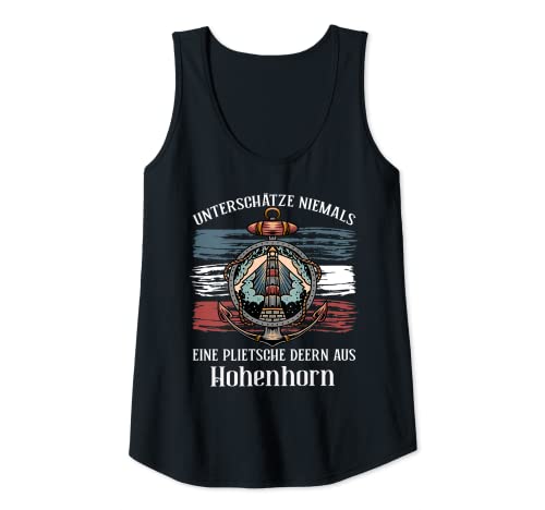 Damen Unterschätze niemals eine Plietsche Deern aus Hohenhorn Tank Top von Norddeutscher Humor Geschenkideen für Norddeutsche