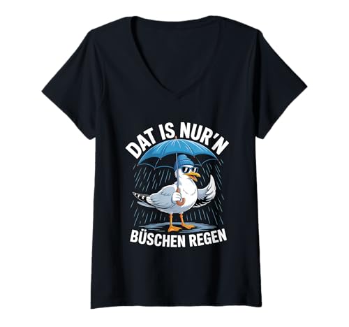 Damen Dat is Nur'n Büschen Wind Norddeutsch Möwe T-Shirt mit V-Ausschnitt Damen Dat is Nur'n Büschen Wind Norddeutsch Möwe T-Shirt mit V-Ausschnitt von Norddeutschland Ostsee Nordsee