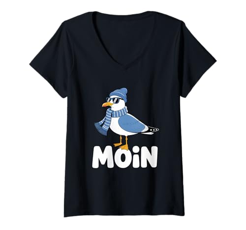 Damen Moin Norddeutschland Möwe T-Shirt mit V-Ausschnitt Damen Moin Norddeutschland Möwe T-Shirt mit V-Ausschnitt von Norddeutschland Ostsee Nordsee