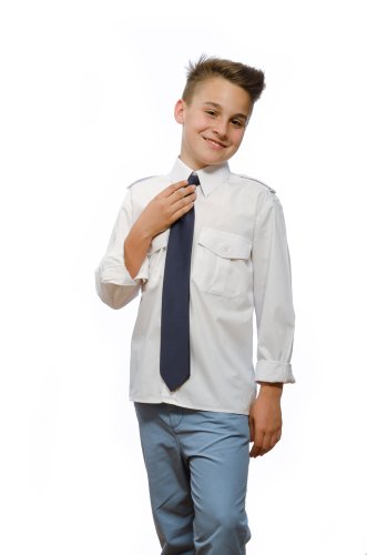 Nordhandel Pilotenhemden, abnehmbare Schulterklappen, Langarm Kinder Farbe Weiß Gr. 140 von Nordhandel Pilotenhemden