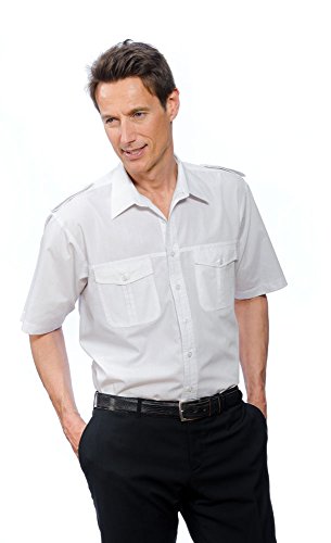 Nordhandel Pilotenhemden, abnehmbare Schulterklappen, mit Steg, Kurzarm Herren Weiß von Nordhandel Pilotenhemden