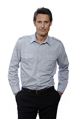 Nordhandel Hellblaue Pilotenhemden, Langarm, mit abnehmbaren Schulterklappen, Größe 41/42 (L) von Nordhandel