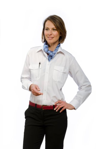 Nordhandel Pilotenbluse, abnehmbare Schulterklappen, Langarm Damen Weiß von Nordhandel Pilotenhemden