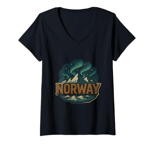 Damen Norwegen Pride Norse Schiff Norwegisch Segel Skandinavien Norge T-Shirt mit V-Ausschnitt Damen Norwegen Pride Norse Schiff Norwegisch Segel Skandinavien Norge T-Shirt mit V-Ausschnitt von Nordic Lights Design Co.