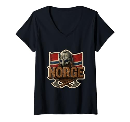 Damen Norwegen Pride Norse Schiff Norwegisch Segel Skandinavien Norge T-Shirt mit V-Ausschnitt Damen Norwegen Pride Norse Schiff Norwegisch Segel Skandinavien Norge T-Shirt mit V-Ausschnitt von Nordic Lights Design Co.
