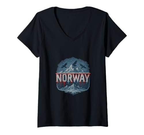 Damen Norwegen Pride Norse Schiff Norwegisch Segel Skandinavien Norge T-Shirt mit V-Ausschnitt Damen Norwegen Pride Norse Schiff Norwegisch Segel Skandinavien Norge T-Shirt mit V-Ausschnitt von Nordic Lights Design Co.