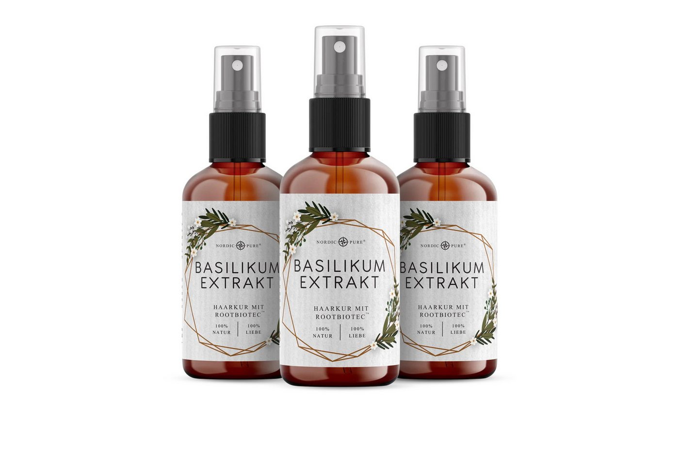 Nordic Pure® Haarserum Nordic Pure Basilikum-Extrakt mit RootBioTec™, Natürliche Haarkur für dünnes & brüchiges Haar für mehr Fülle und Vitalität von Nordic Pure®