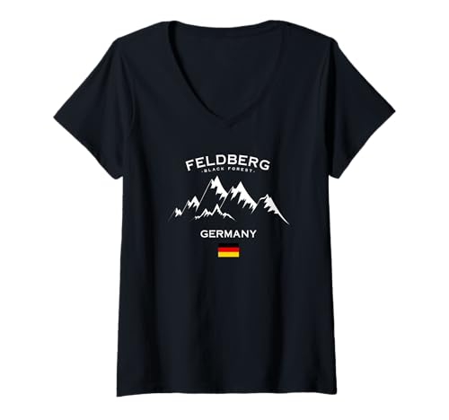Damen Feldberg Schwarzwald Deutschland Skigebiet Deutsche Flagge T-Shirt mit V-Ausschnitt Damen Feldberg Schwarzwald Deutschland Skigebiet Deutsche Flagge T-Shirt mit V-Ausschnitt von Nordic Ski Trails Feldberg Mountains Souvenirs