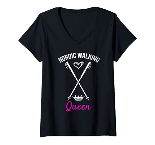 Damen Nordic Walking Geschenk Lustig Wanderausflug T-Shirt mit V-Ausschnitt Damen Nordic Walking Geschenk Lustig Wanderausflug T-Shirt mit V-Ausschnitt von Nordic Walking Shirt