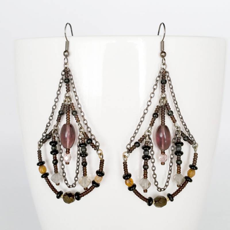 Lange Kronleuchter Tropfen Statement Ohrringe | Vintage-Boho-Stil Klassisch + Komplizierte Designschmuck Perlen von NordicGreyDesigns