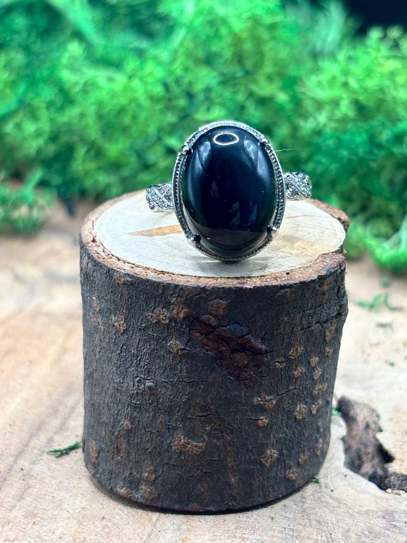 Filigraner Obsidian Ring | Größen Verstellbar von NordicMystery