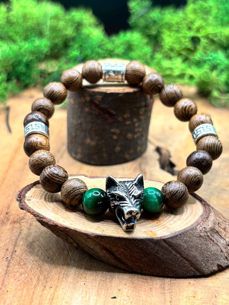 Wolf Armband Mit Grünen Tigerauge Wolf Armband Mit Grünen Tigerauge von NordicMystery