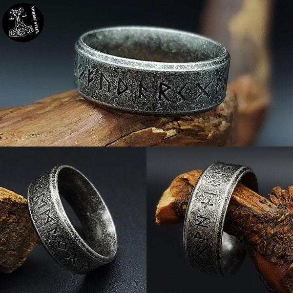 Ring Edelstahl Runen Wikinger Viking Vintage Schmuck Biker Schwarz Ringe Silber Runenschrift Herren Damen Unisex Geschenk Idee Neu Ring Edelstahl Runen Wikinger Viking Vintage Schmuck Biker Schwarz Ringe Silber Runenschrift Herren Damen Unisex Geschenk Idee Neu von NordicSteel