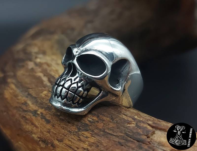 Ring Sterlingsilber 925 Silber Totenkopf Skull Schädel Gothic Silberring Punziert Massiv Hochwertig Neu von NordicSteel
