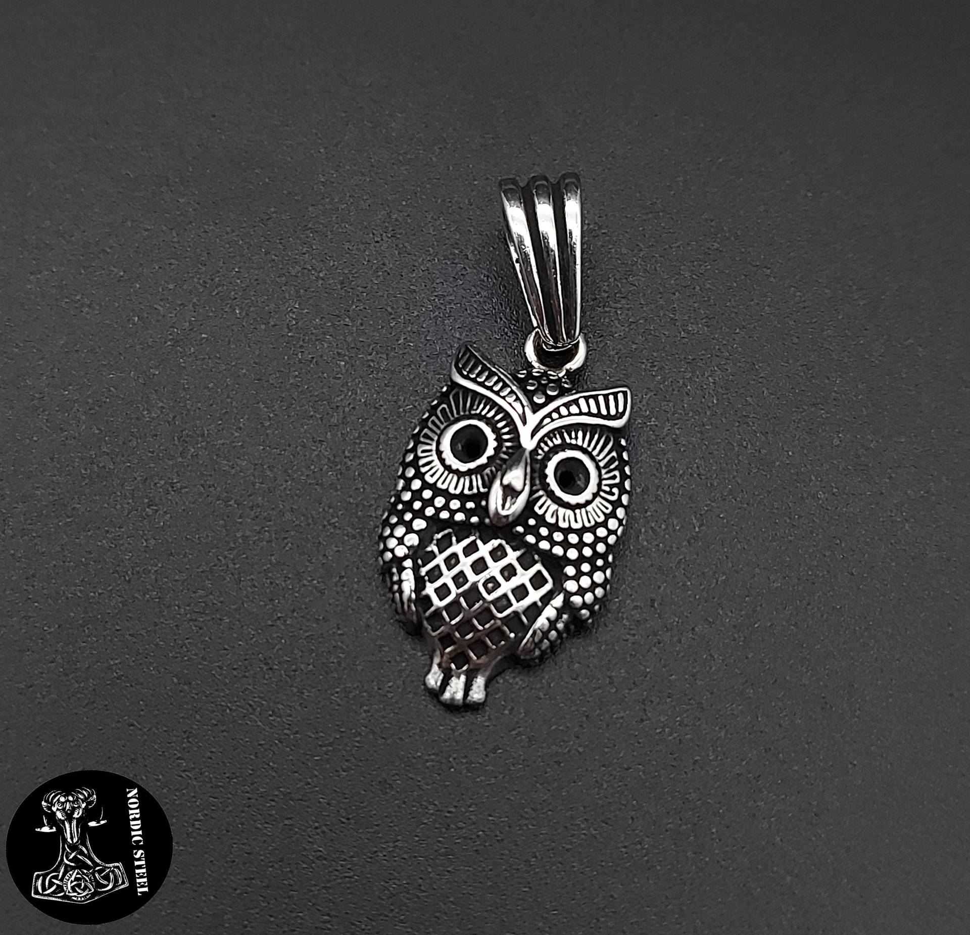 sterlingsilber 925 Eule Uhu Anhänger Halskette Silber Massiv Vogel Adler Schmuck Damen Herren Frauen Männer Neu von NordicSteel