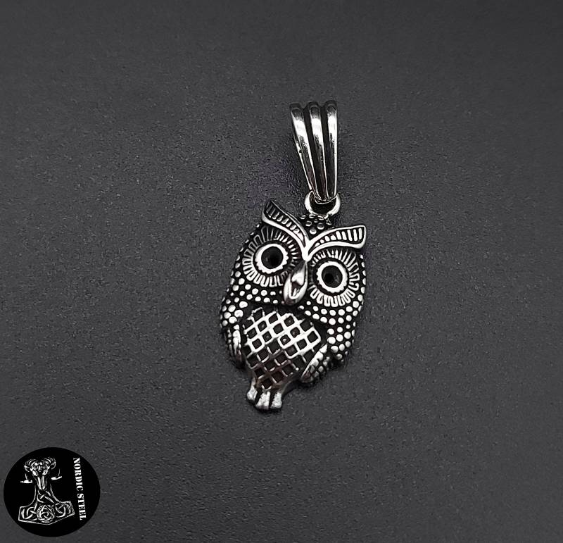 sterlingsilber 925 Eule Uhu Anhänger Halskette Silber Massiv Vogel Adler Schmuck Damen Herren Frauen Männer Neu von NordicSteel