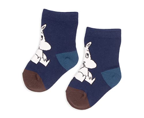 Nordicbuddies Unisex Baby Moomintroll’s idea Moomin Socks, Navy, Blue, Brown, 0-6 Monate von Nordicbuddies