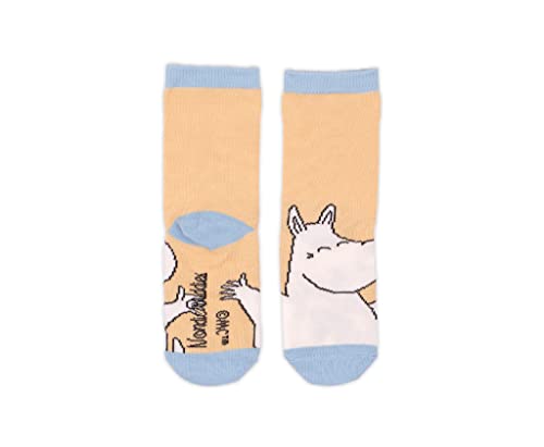 Nordicbuddies Unisex Kinder Moomintroll Happiness Kids Moomin Socks, Beige, Light Blue, 7-9 Jahre von Nordicbuddies