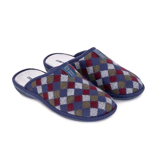 NORDIKAS Boreal Arlequin Herren-Hausschuhe, rutschfest, hergestellt in Spanien mit Memory-Sohle, blau, 43 EU von Nordikas
