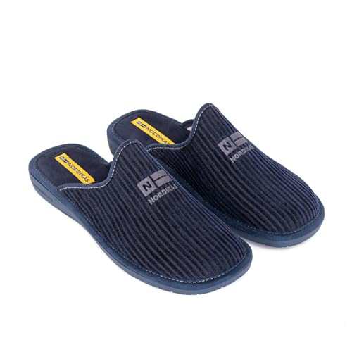 NORDIKAS Herren-Hausschuhe Top Line Cordele, rutschfest, hergestellt in Spanien, mit Memory-Sohle, Marineblau, 41 EU von Nordikas