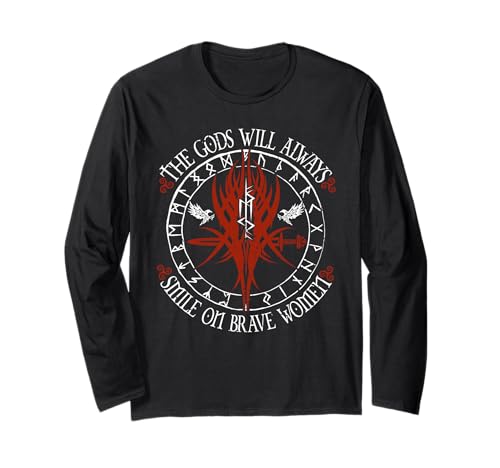 Die Götter Lächeln Über Mutige Frauen Runen Motiv Langarmshirt Die Götter Lächeln Über Mutige Frauen Runen Motiv Langarmshirt von Nordisch Wikinger Runen Sprüche Viking Symbolik