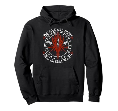 Die Götter Lächeln Über Mutige Frauen Runen Motiv Pullover Hoodie Die Götter Lächeln Über Mutige Frauen Runen Motiv Pullover Hoodie von Nordisch Wikinger Runen Sprüche Viking Symbolik