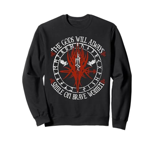 Die Götter Lächeln Über Mutige Frauen Runen Motiv Sweatshirt Die Götter Lächeln Über Mutige Frauen Runen Motiv Sweatshirt von Nordisch Wikinger Runen Sprüche Viking Symbolik